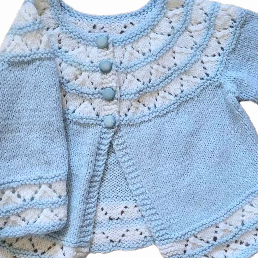 Blue and White Knit Cardigan